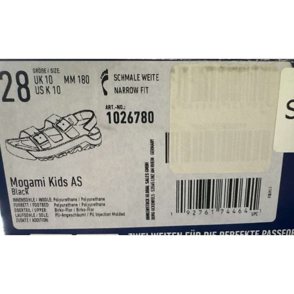 Birkenstock Youth Mogami Kids AS Shoes Black Size EUR 28 US 10 New in Box